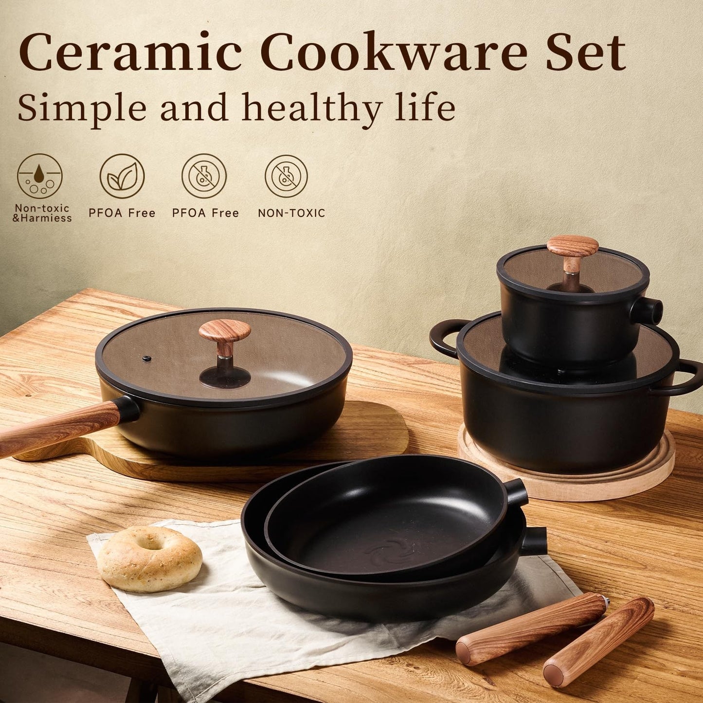 Ceramic Cookware Sets 15 Pcs