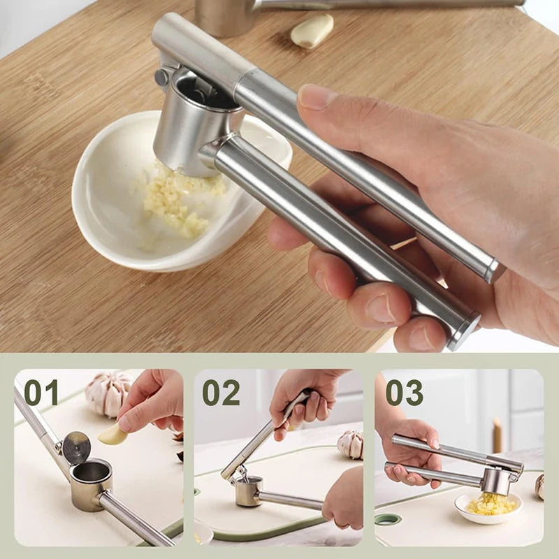 Garlic Press With Cleaning Brush Set
