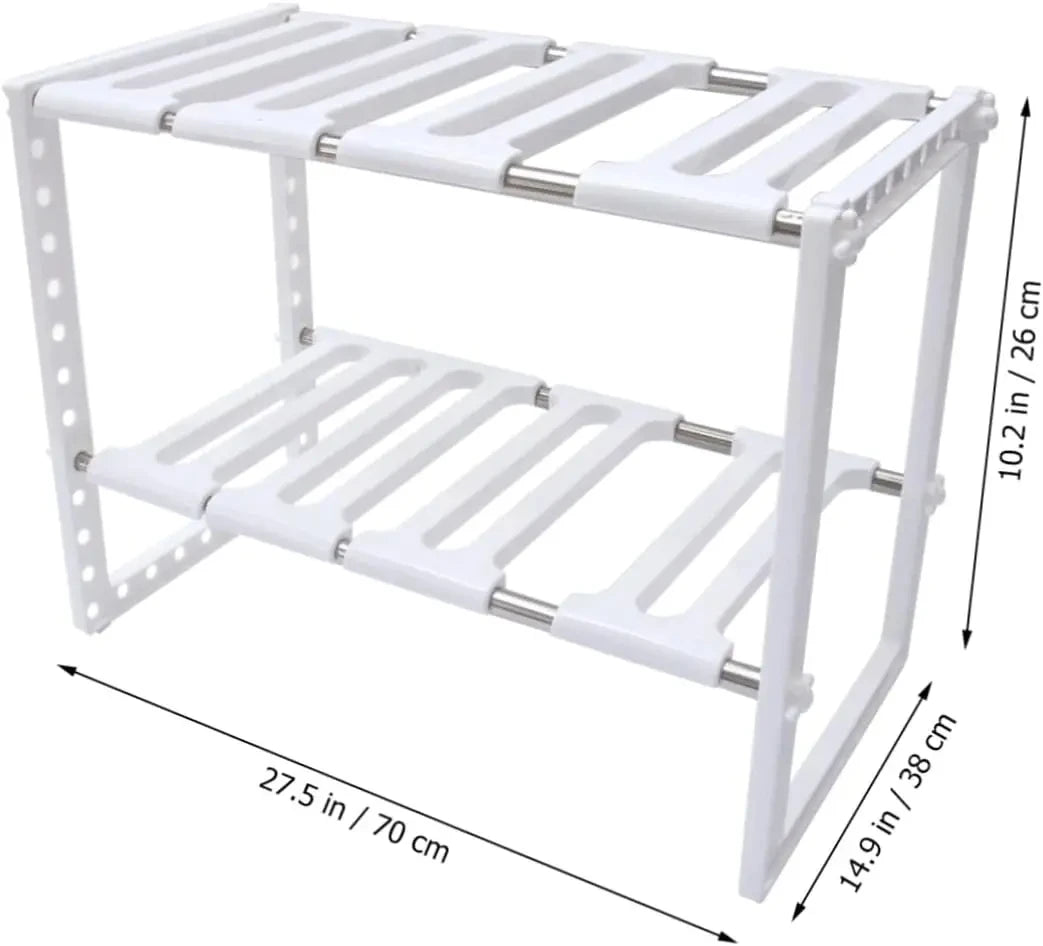 Adjustable 2-Tier Under Sink Organizer with Removable Panels for Bathroom Storage