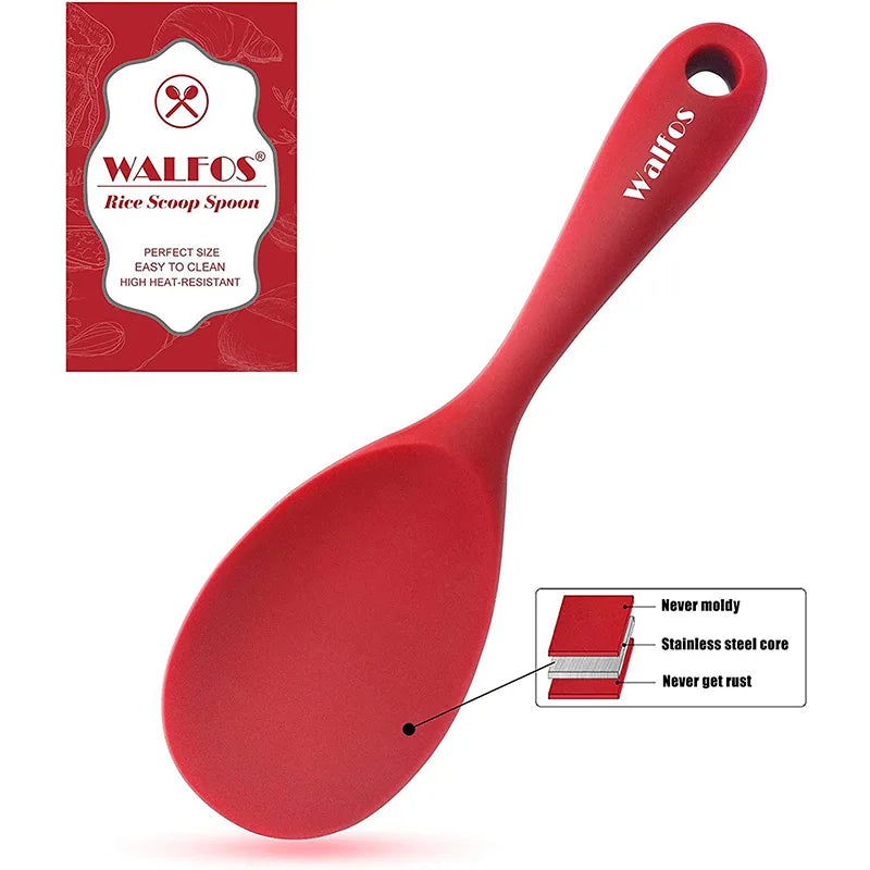 WALFOS Cake Butter Spatula Silicone Spoon Mixing Spoon Long-Handled Cooking Utensils Tableware Kitchen Soup Spoons Mixer Cooking