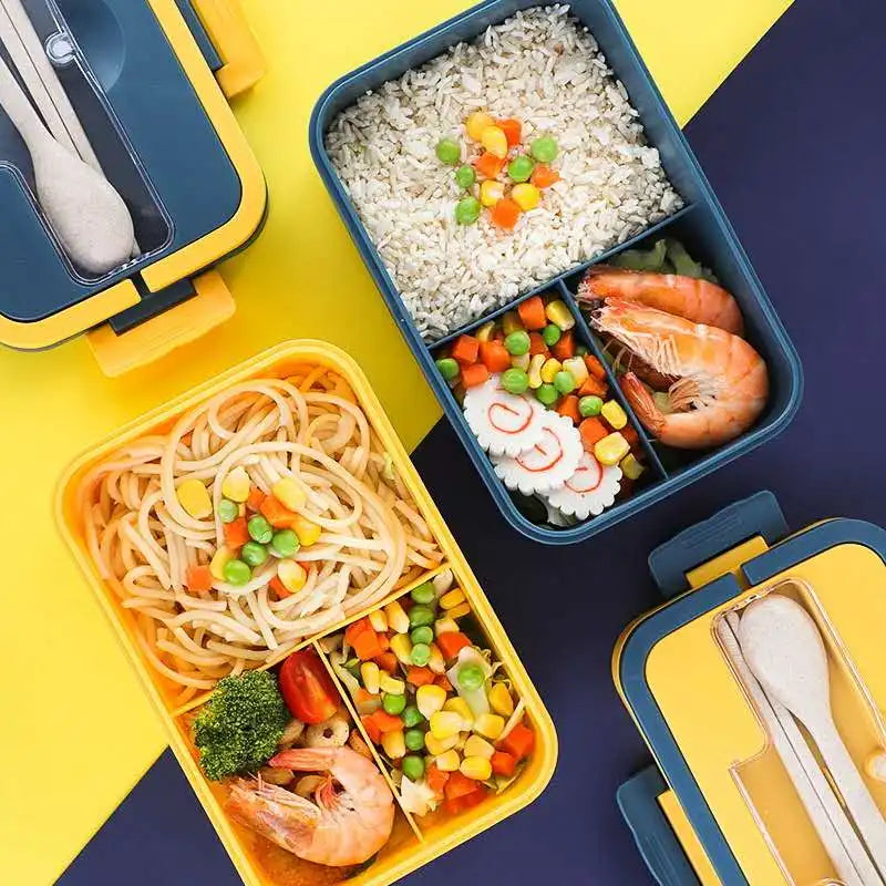 Bento Box Japanese Style For Kids Student Food Container Wheat Straw Material Leak-Proof Square Lunch Box With Compartment