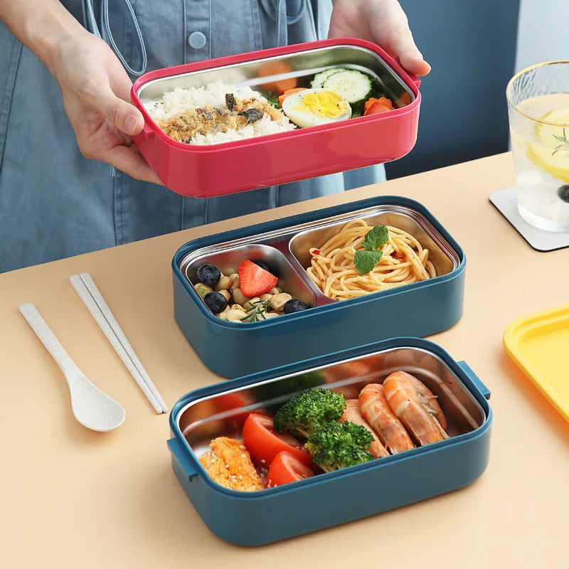 Stainless Steel Cute Lunch Box For Kids Food Container Storage Boxs Wheat Straw Material Leak-Proof Japanese Style Bento Box