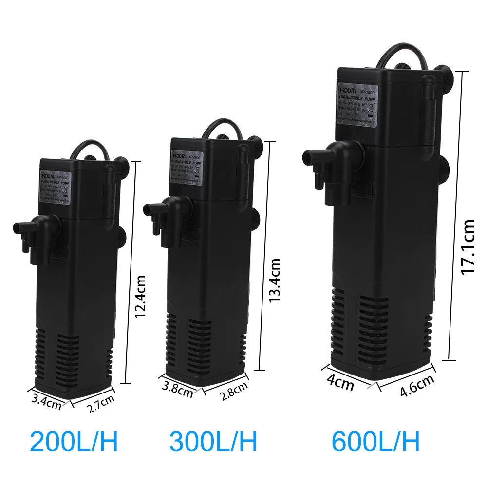 EU Plug Low Level Water Submersible Water Filter Pump Turtle Tank Filter Aquarium Fish Tank Oxygen Increasing Pump Add Oxygen