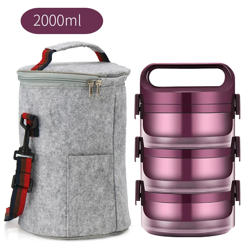 2-3 Layer Leak-proof Student School Japanese Style Bento Box Set Portable Travel Thermal Stainless Steel Lunch Box Container Kid