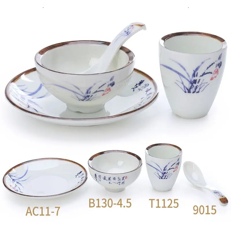 Hotel and Restaurant Dinnerware Sets Elegant Blue Diamond Color Dishes and Plates Sets Luxurious Porcelain Dinner Sets