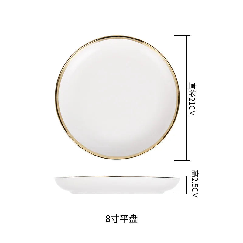 Simple Nordic Phnom Penh Ceramic Tableware Set Creative Household Rice Bowl Western Food Plate Dish Soup Bowl Spoon