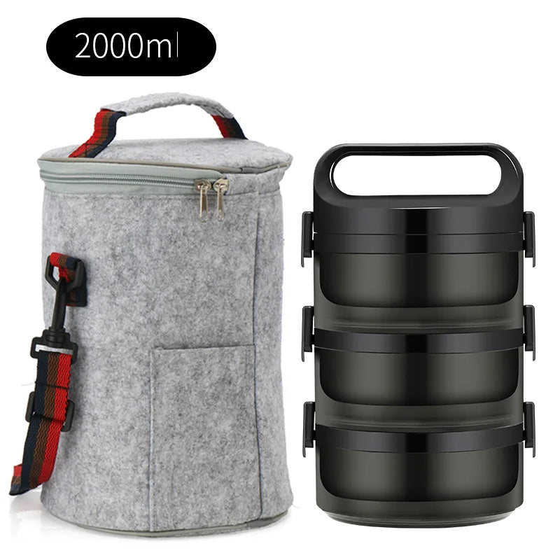 2-3 Layer Leak-proof Student School Japanese Style Bento Box Set Portable Travel Thermal Stainless Steel Lunch Box Container Kid