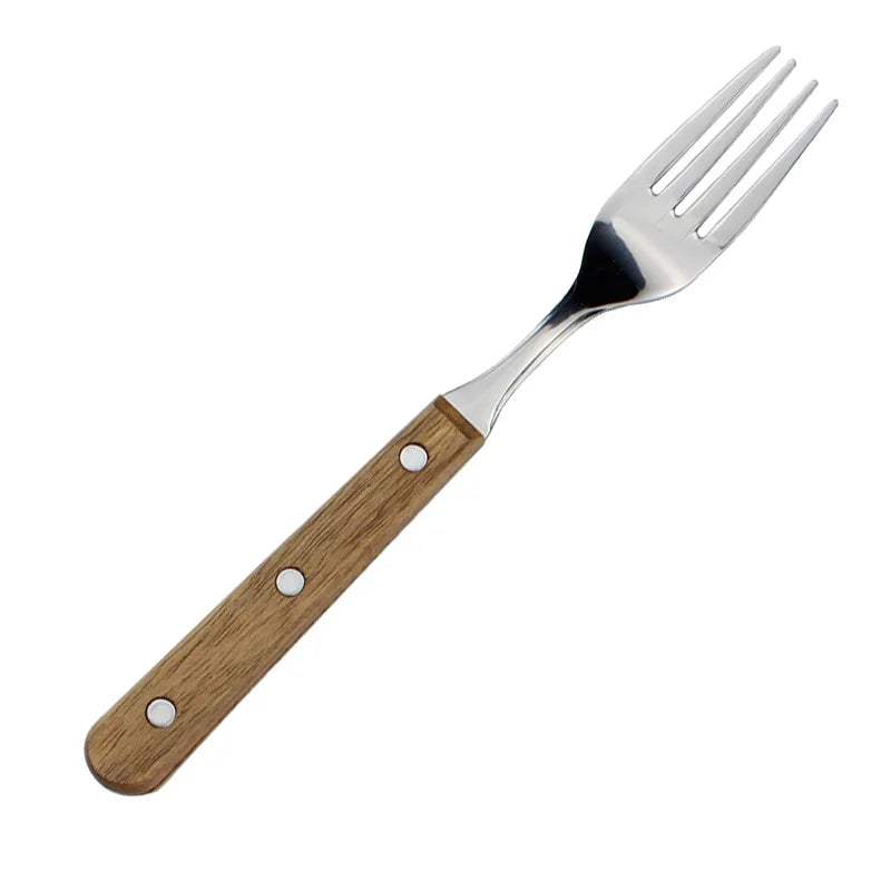 Popular Eco-Friendly Real Wood Handle Stainless Steel Cutlery Elegant Dinnerware Tableware Excellent Performance For Home