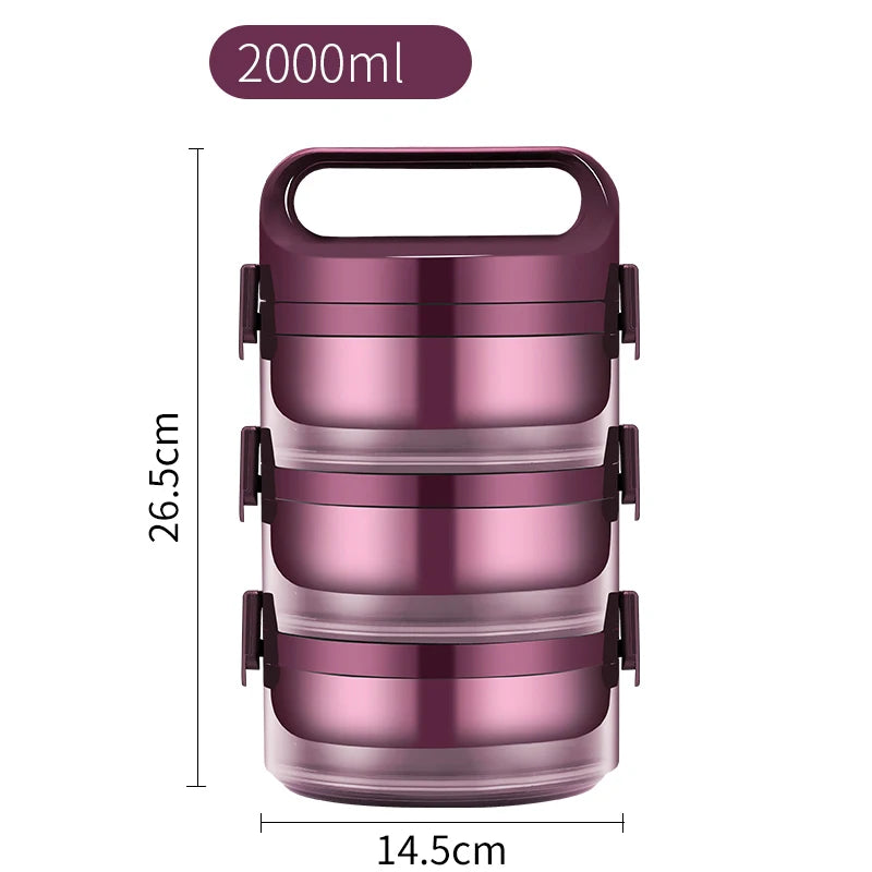 2-3 Layer Leak-proof Student School Japanese Style Bento Box Set Portable Travel Thermal Stainless Steel Lunch Box Container Kid