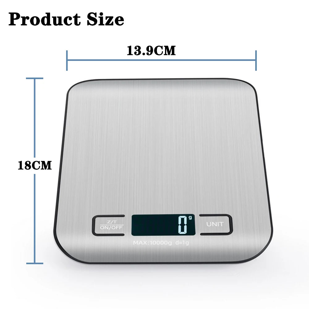 Kitchen Scale Stainless Steel Weighing For Food Diet Postal Balance Measuring LCD Precision Electronic Scales