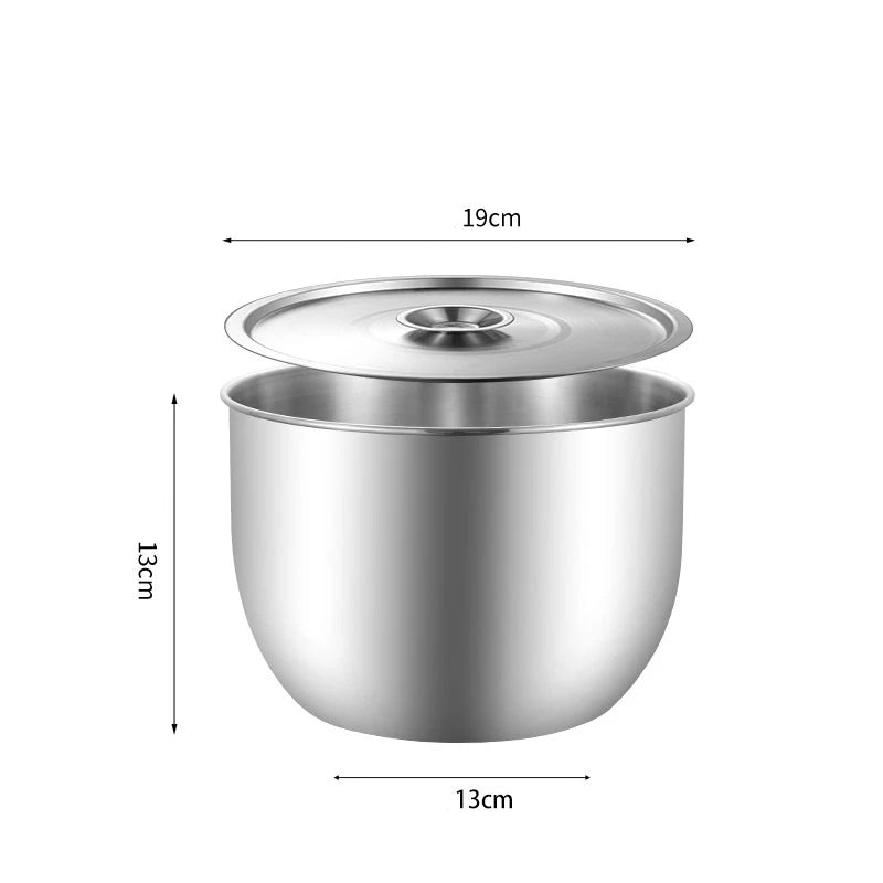 Kitchen Stainless Steel Egg Beater Basin Fruit Salad Stirring Seasoning Bowl With Lid Food Storage Container Home Cooking Tools