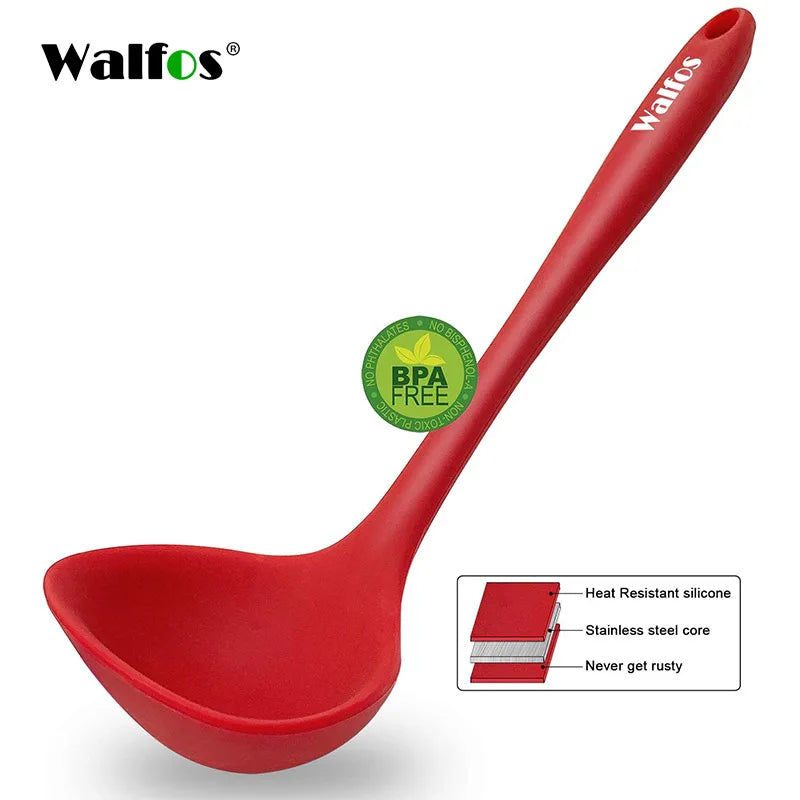 WALFOS Cake Butter Spatula Silicone Spoon Mixing Spoon Long-Handled Cooking Utensils Tableware Kitchen Soup Spoons Mixer Cooking