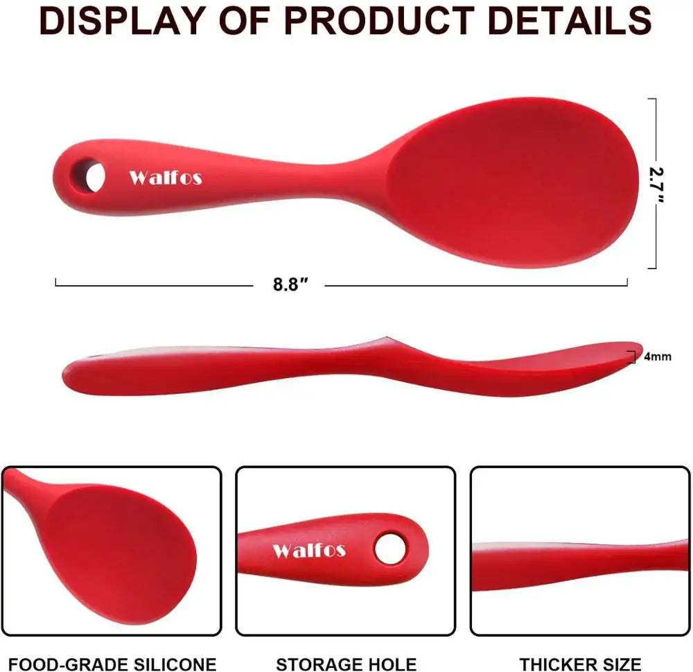 WALFOS Cake Butter Spatula Silicone Spoon Mixing Spoon Long-Handled Cooking Utensils Tableware Kitchen Soup Spoons Mixer Cooking