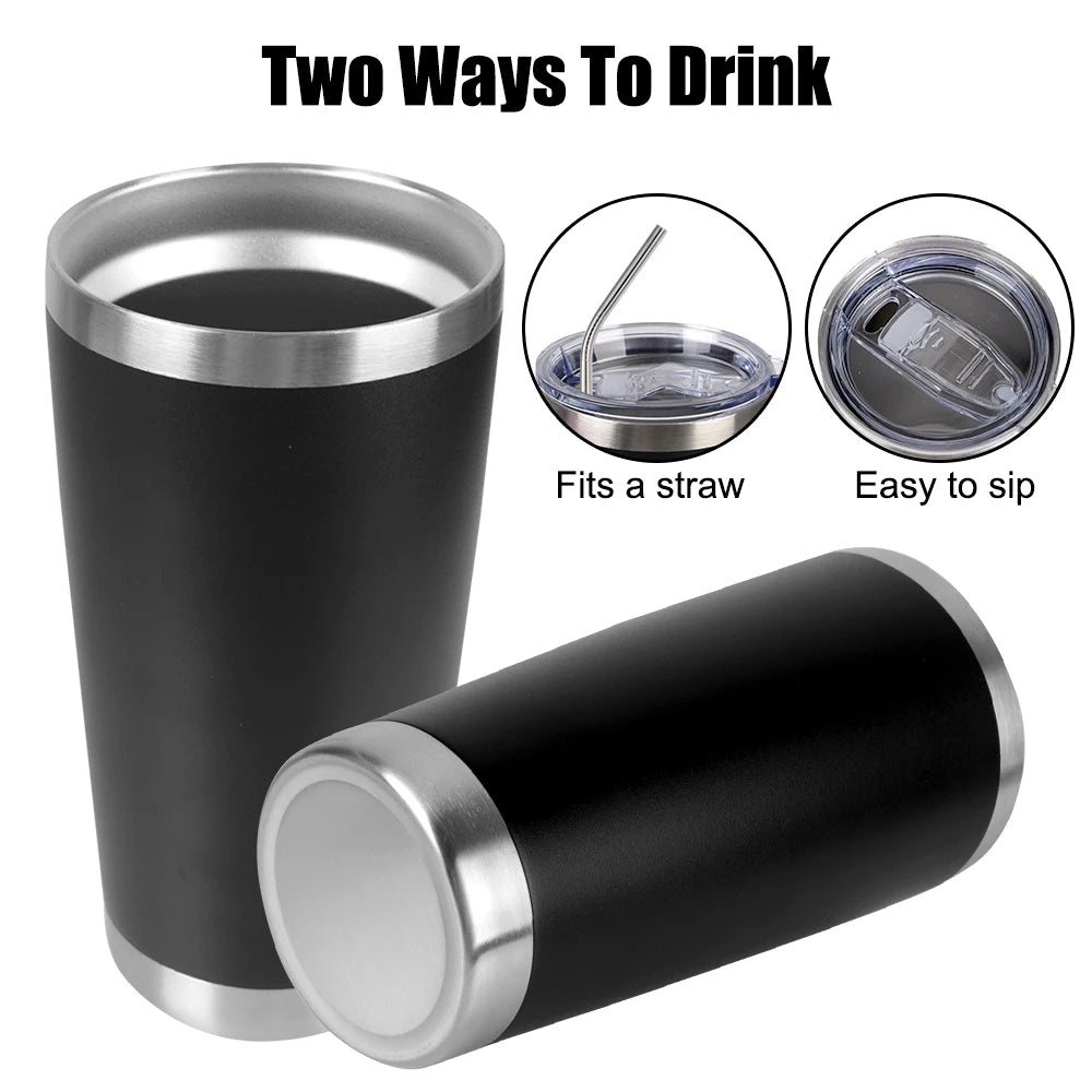 20oz Drinkware Thermal Mug Beer Cups Vacuum With Lids With Lids Stainless Steel Water Bottle Insulated Leakproof