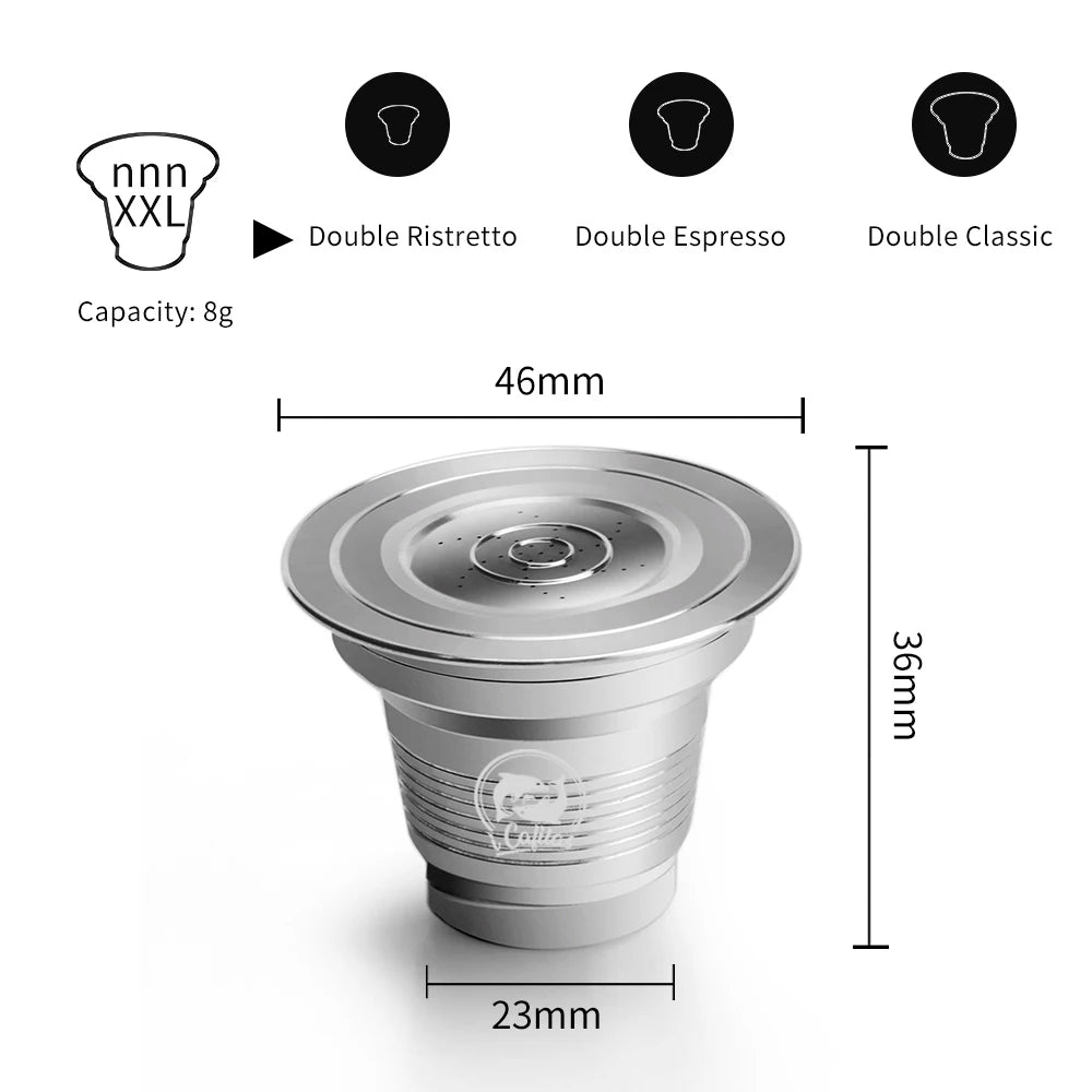 Recafimil Reusable XXL Coffee Capsule for LOR Machine Pod Stainless Steel Refillable Crema Coffee Filter