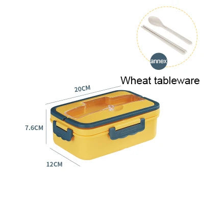 Bento Box Japanese Style For Kids Student Food Container Wheat Straw Material Leak-Proof Square Lunch Box With Compartment