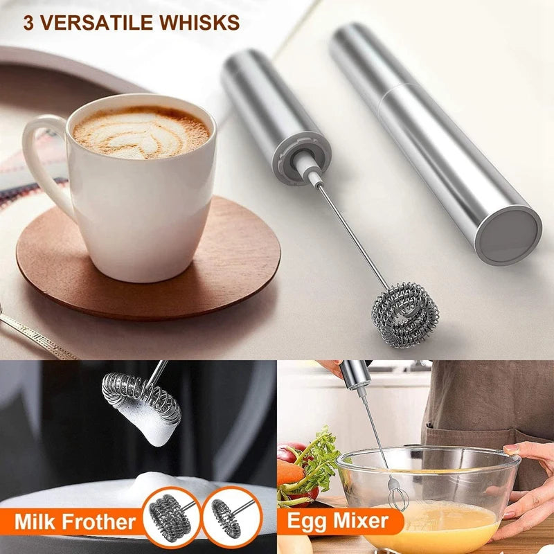 Top Deals Milk Frother Handheld Three-Layer Of Whisk- Battery Operated Electric Foam Maker For Coffee, Latte, Hot Chocolate