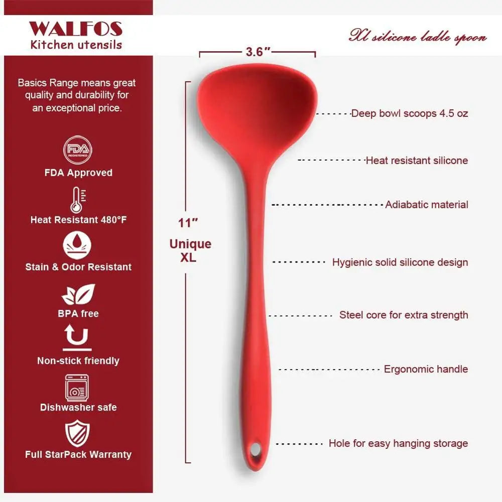 WALFOS Cake Butter Spatula Silicone Spoon Mixing Spoon Long-Handled Cooking Utensils Tableware Kitchen Soup Spoons Mixer Cooking