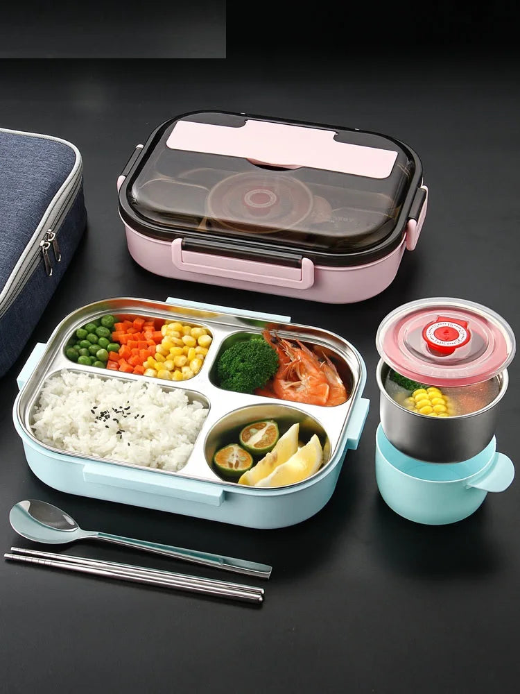 304 Stainless Steel Thermos Thermal Lunch Box Kid Adult Bento Boxs Leakproof Japanese Style Food Container Portable