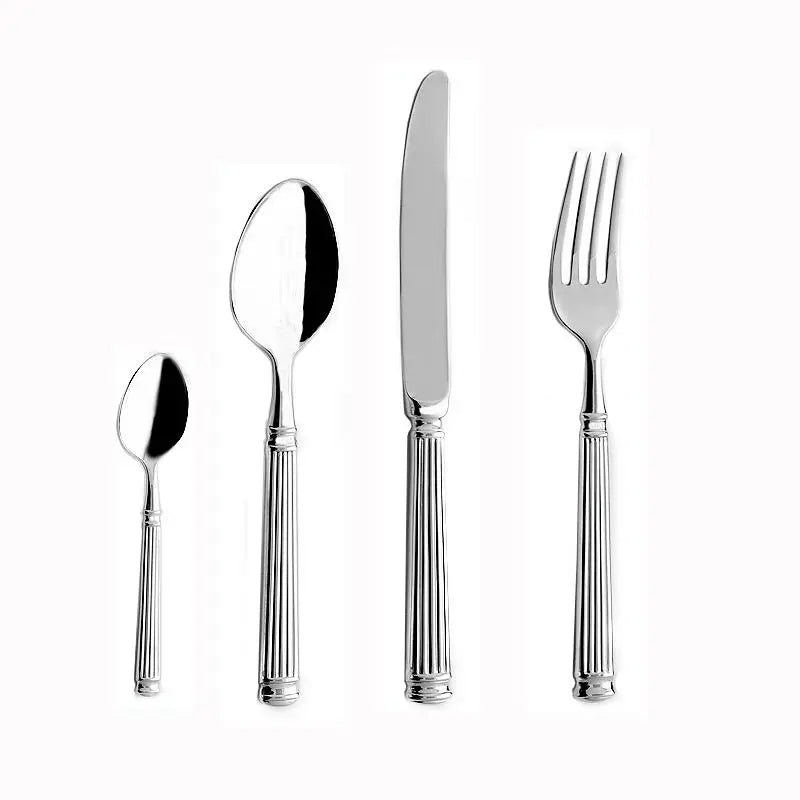 Europe Silver Luxury Fashion Cutlery Set 18/10 Stainless Steel Creativity Gift Roman Column Flatware 304 Drop Shipping