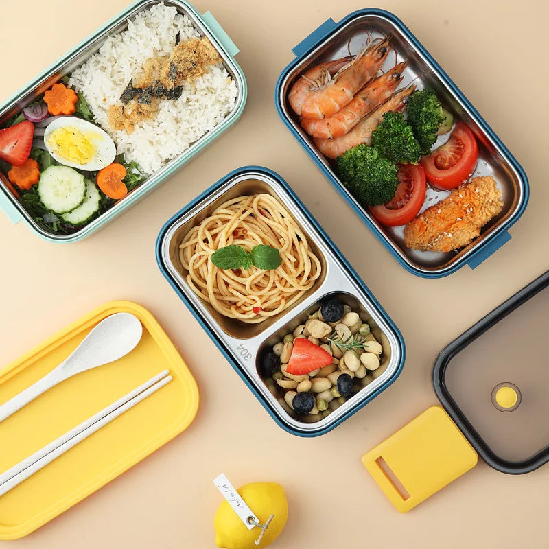 Stainless Steel Cute Lunch Box For Kids Food Container Storage Boxs Wheat Straw Material Leak-Proof Japanese Style Bento Box