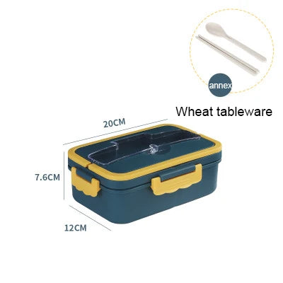 Bento Box Japanese Style For Kids Student Food Container Wheat Straw Material Leak-Proof Square Lunch Box With Compartment