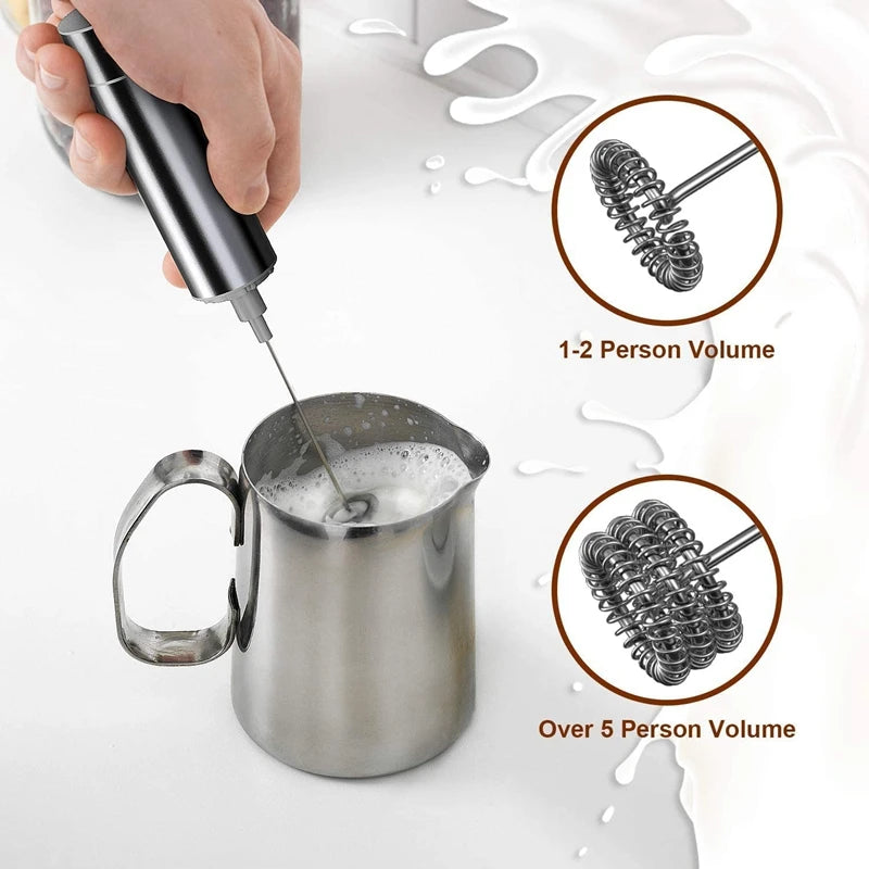 Top Deals Milk Frother Handheld Three-Layer Of Whisk- Battery Operated Electric Foam Maker For Coffee, Latte, Hot Chocolate