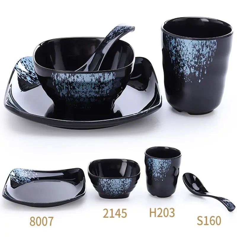 Hotel and Restaurant Dinnerware Sets Elegant Blue Diamond Color Dishes and Plates Sets Luxurious Porcelain Dinner Sets