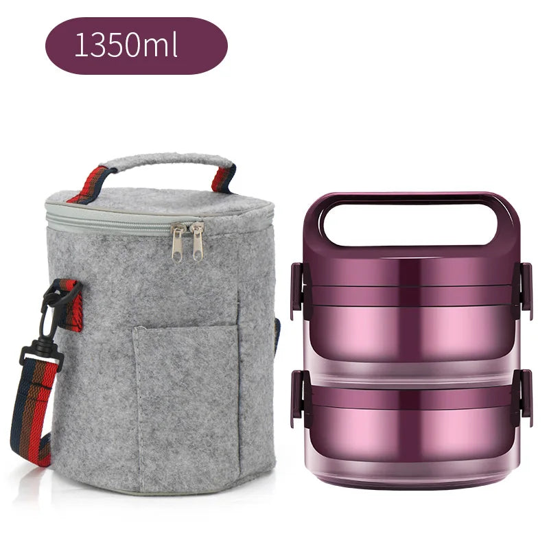 2-3 Layer Leak-proof Student School Japanese Style Bento Box Set Portable Travel Thermal Stainless Steel Lunch Box Container Kid