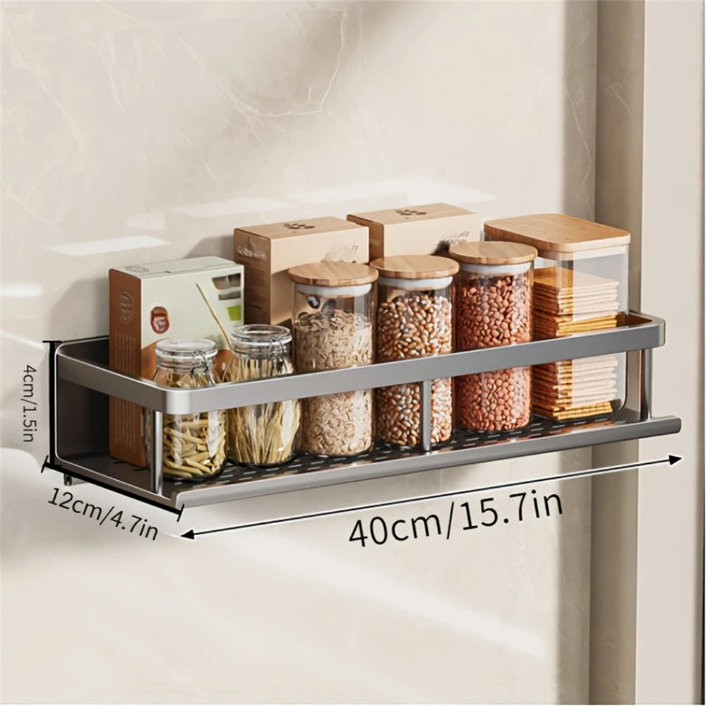 1 Multi-Functional Storage Rack With Rod Seasoning Rack Wall-Mounted Seasoning Storage Rack For Cooking Items