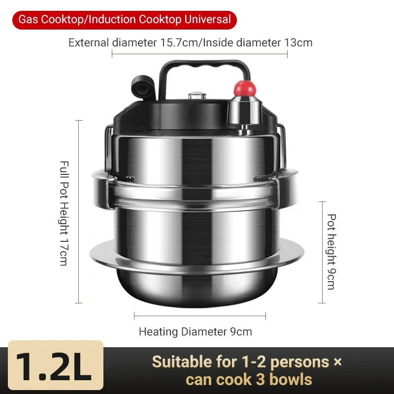 Portable Pressure Cooking Pot Stainless Steel Micro Pressure Cooker Outdoor Camping Household 5-minute Quick Cooking Pot 0.8-2L