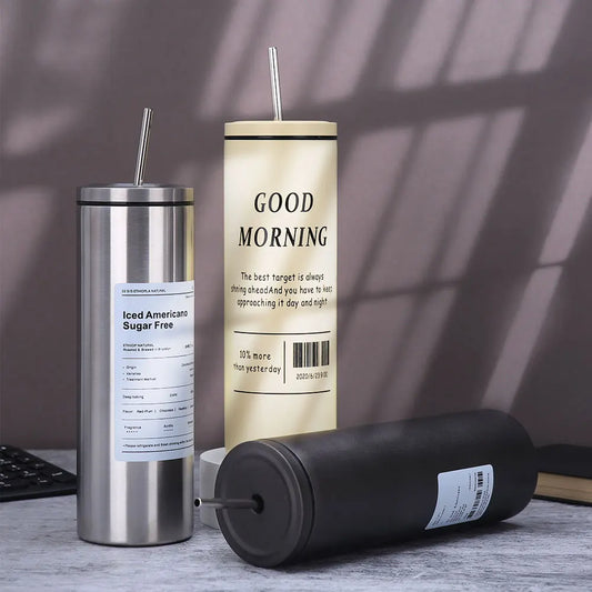 Coffee Cup Thermos 304 Stainless Steel Double -layer Cooler Straw Cup Portable Reusable Ins Ice American Coffee Mug Water Bottle