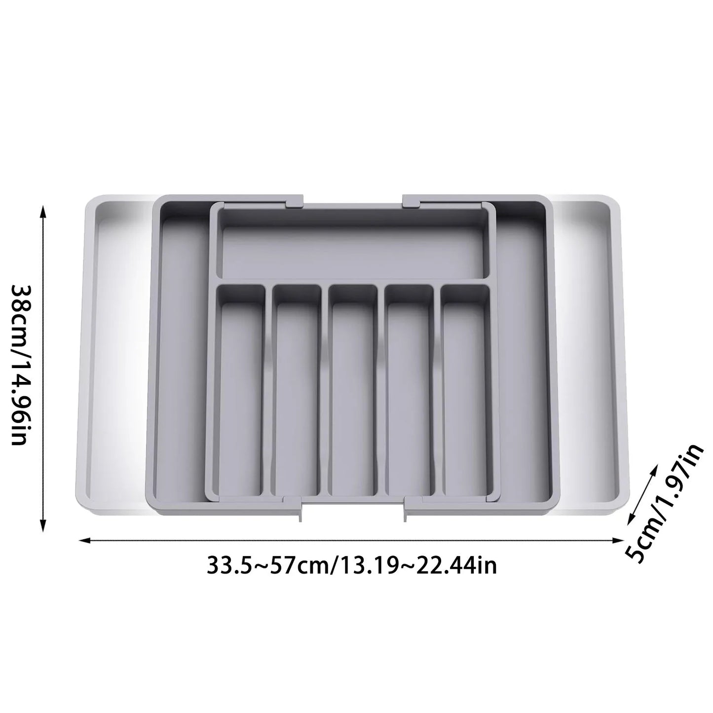 Silverware Drawer Organizer, Expandable Utensil Tray for Kitchen, Adjustable Flatware and Cutlery Holder for Spoons Forks Knives