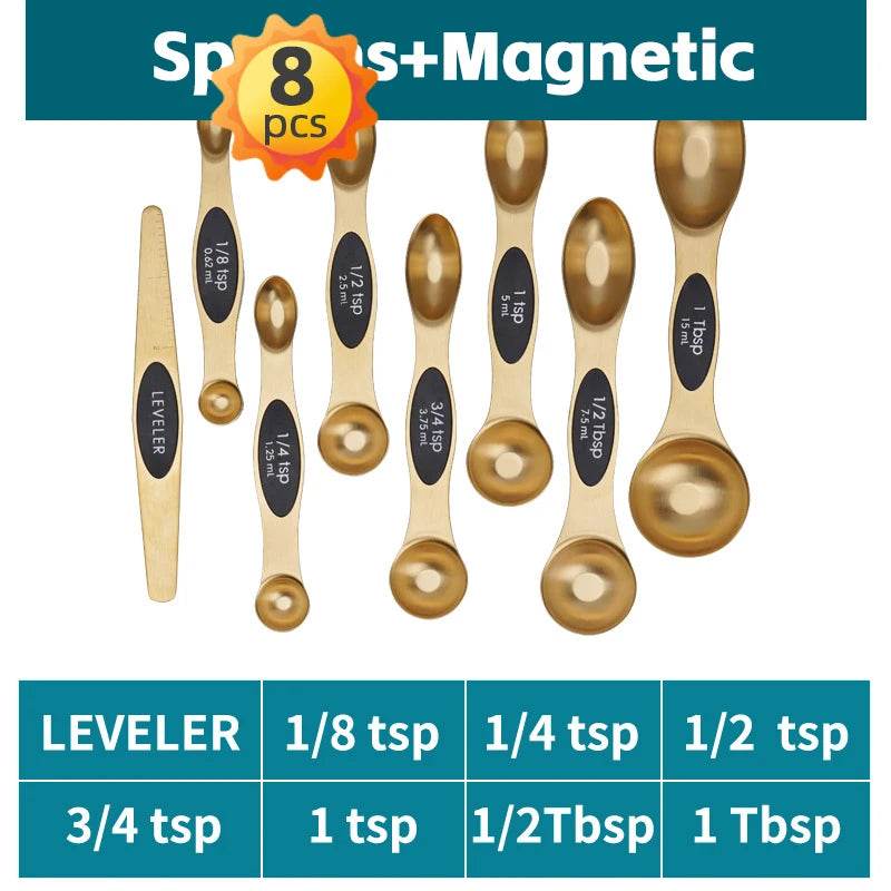 Measuring Cups & Spoons Set - Premium Stainless Steel Measuring Cups and Measuring Spoons for Dry and Liquid Ingredient