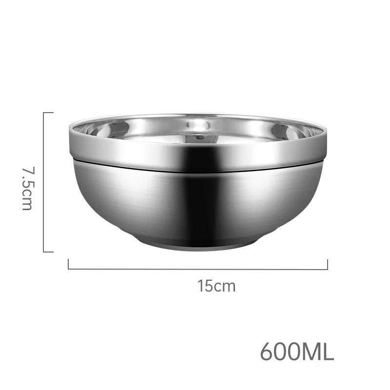 Double Layer Stainless Steel Bowls With Lid Salad Mixing Serving Bowl Korean Style Ramen Noodles Food Storage Containers