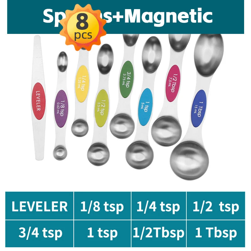 Measuring Cups & Spoons Set - Premium Stainless Steel Measuring Cups and Measuring Spoons for Dry and Liquid Ingredient