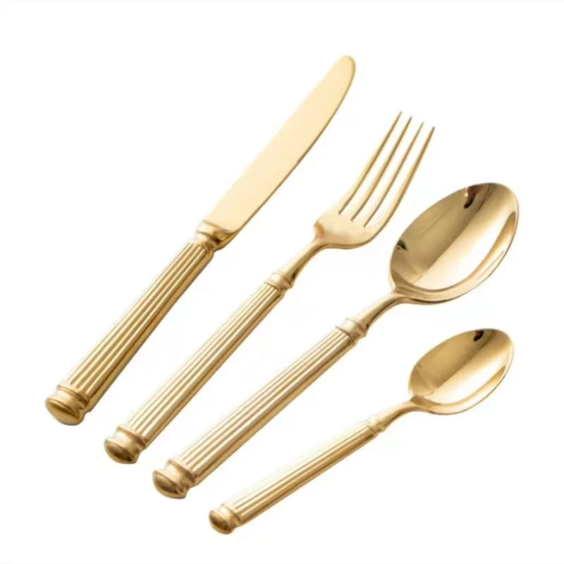 Europe Silver Luxury Fashion Cutlery Set 18/10 Stainless Steel Creativity Gift Roman Column Flatware 304 Drop Shipping