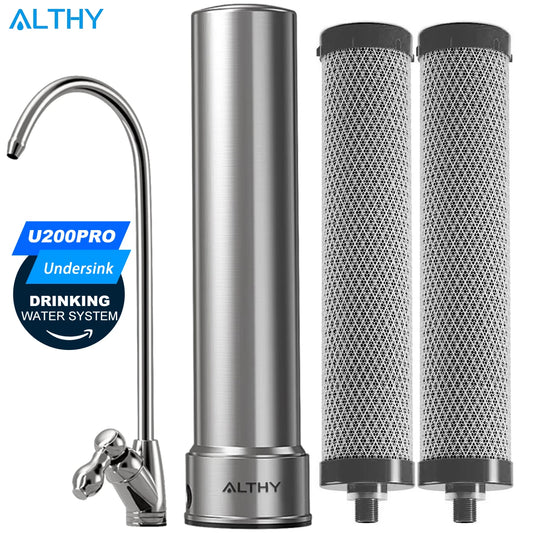 ALTHY U200PRO Kitchen Under Sink Drinking Water Filter Purifier 5 in 1, Stainless Steel 0.01um Filtration System With Faucet