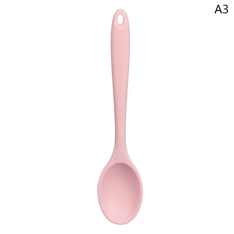 Long Handle Silicone Colander Ramen Noodle Spoon Rice Salad Mixing Kitchen Teaspoon