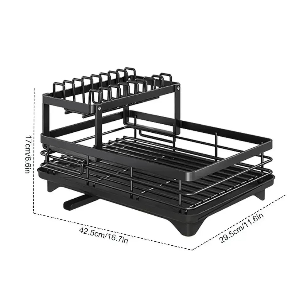 2024 Dish Drying Rack Kitchen Adjustable Stainless Steel 2 Tier Plates Organizer Dish Bowl Drainer Storage Rack Kitchen Utensils