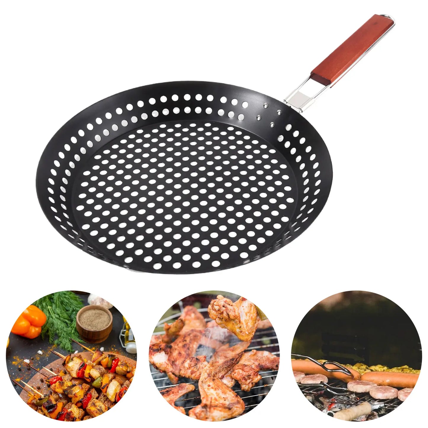 Grilling Skillet Grilling Pan Perforated Nonstick Coating Frying Pan Cooking Pan for Camping Restaurant Kitchen Travel Home