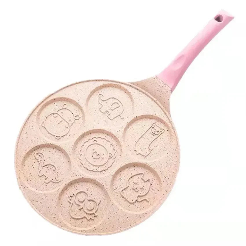 Seven-hole Breakfast Frying Pan Animal Face Design Multi-function Wheel Pancake Pan Small Egg Dumpling Non-stick Frying Mould