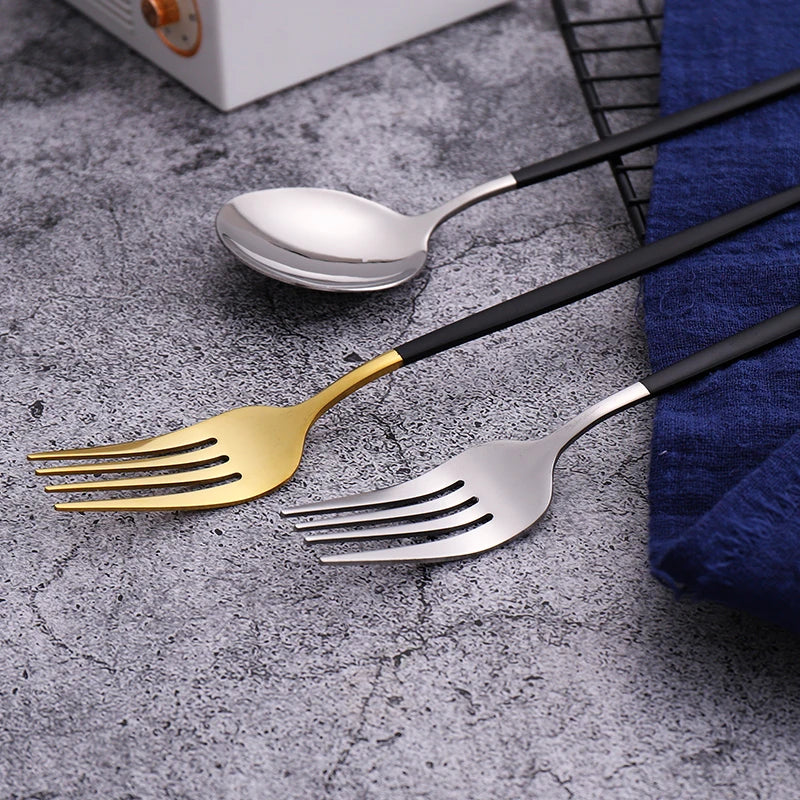 Gold Cutlery Set Korean Stainless Steel Tableware Set Fork Spoon And Chopsticks Set Golden Dinnerware Set Luxury Tableware Set