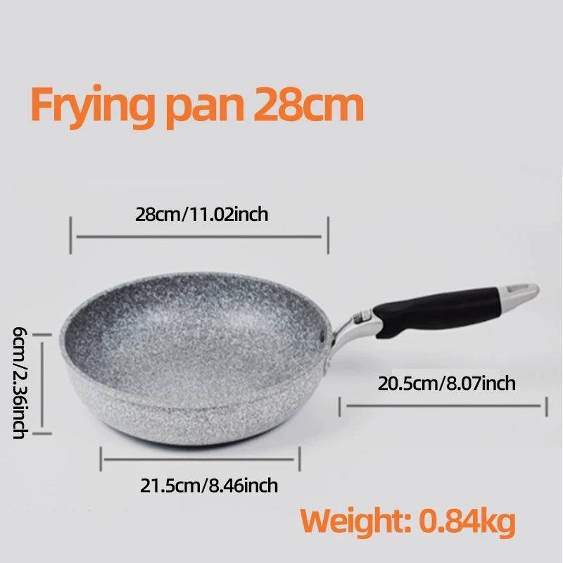 Durable Stone Frying Pan28/26/24/20cm Wok Non-stick Pan Skillet Cauldron Induction Cooker Pans Pancake Egg Gas Stove Home