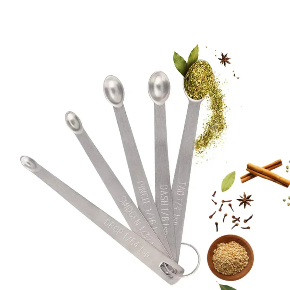 5PCS Set Stainless Steel Mini Measuring Spoons For Baking Seasoning Kitchen Tool Scoop Cake Baking Flour Measuring Cups Kitchen