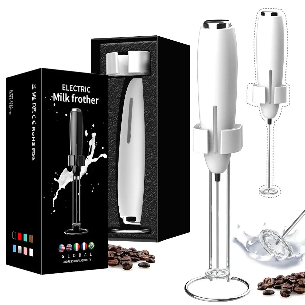 Handheld Milk Frother Kitchen Powerful Electric Foam Maker With Stand Battery Powered Foamer Blender Drink Mixer For Coffee