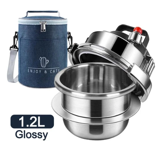 Universal Mini Stainless Steel Pressure Cooker Gas Induction Cooker Multifunctional Household Stew Pan Soup Pot Rice1.2L, 1.6L