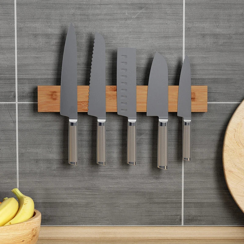 Powerful Magnetic Knife Holder Strip Wood Bamboo