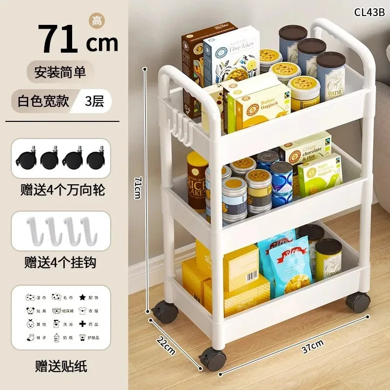 Household Multi-layer Small Cart Storage Rack Floor To Floor Kitchen Bedroom Bathroom Storage Rack Storage Rack With Wheels