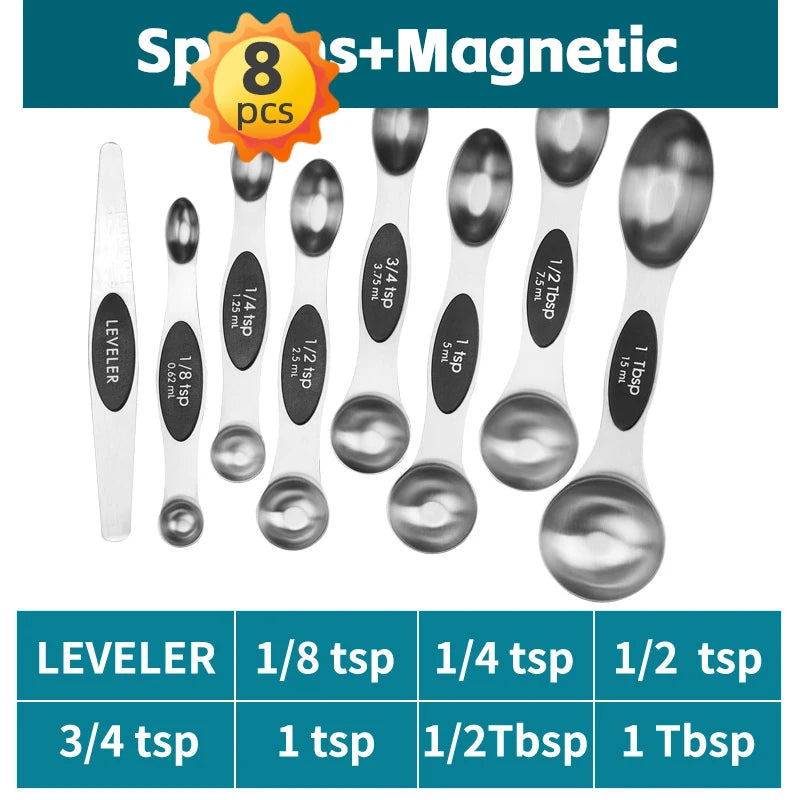 Measuring Cups & Spoons Set - Premium Stainless Steel Measuring Cups and Measuring Spoons for Dry and Liquid Ingredient